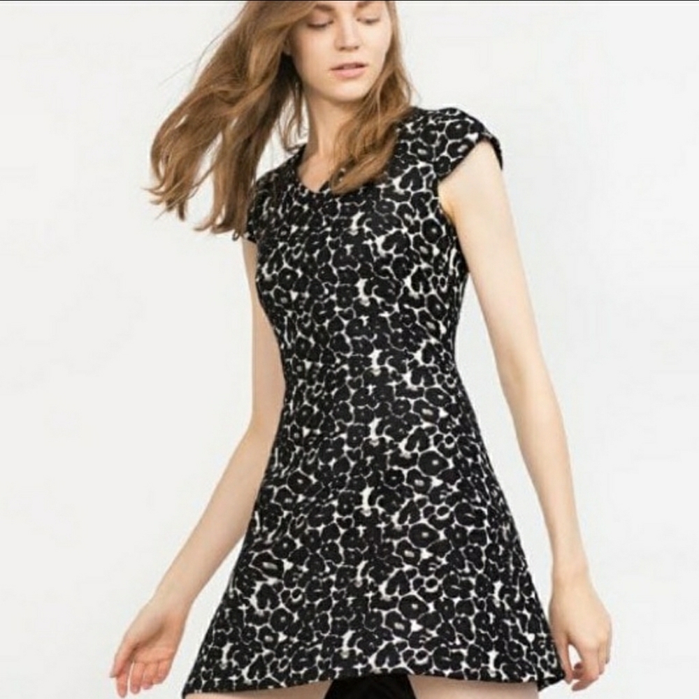 Zara Basic Leopard Animal Print Dress Size Small